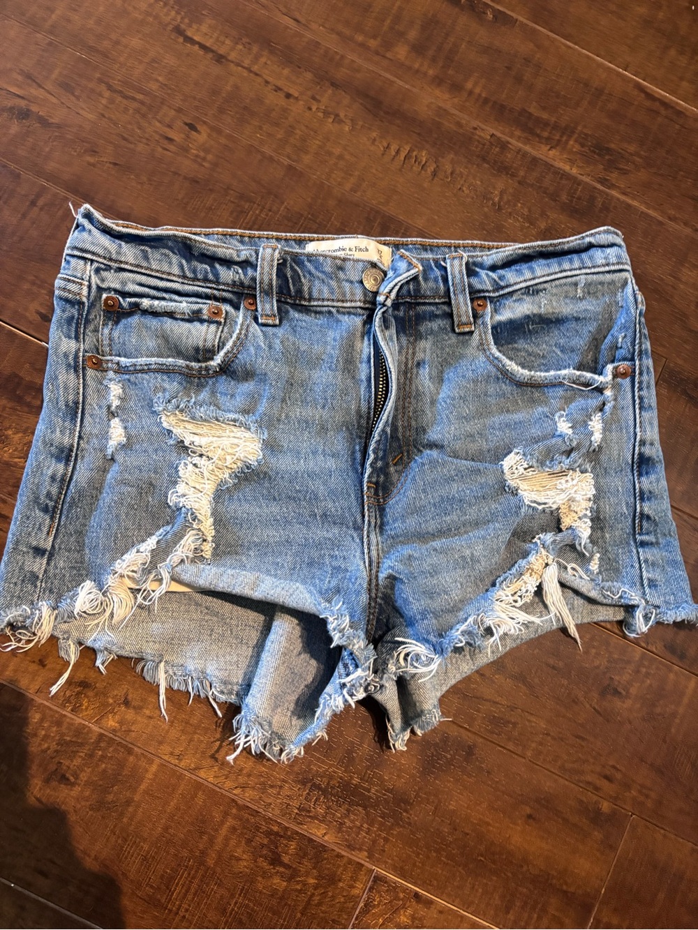 Abercrombie & Fitch Light Blue Distressed Denim Cutoff Shorts